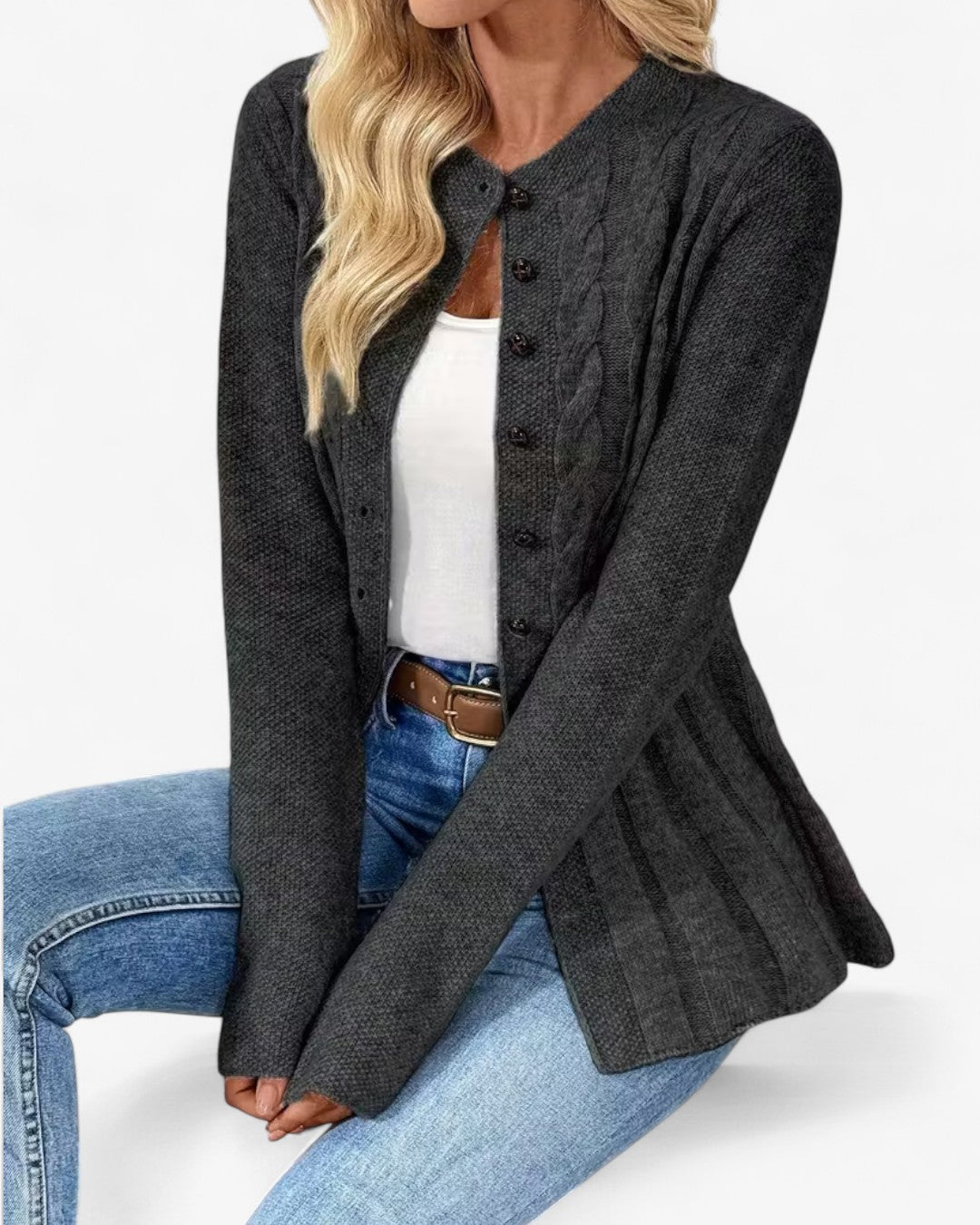 Elegant Long-Sleeve Open Cardigan