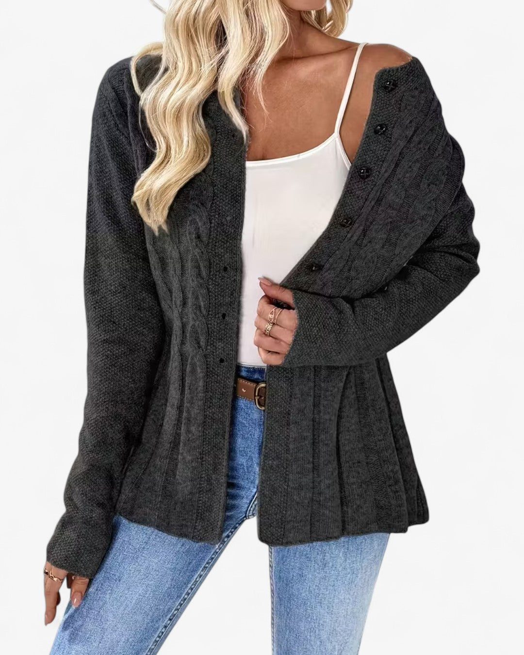 Elegant Long-Sleeve Open Cardigan