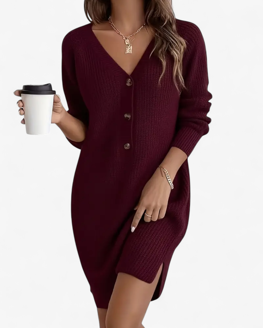 V-Neck Knit Dress