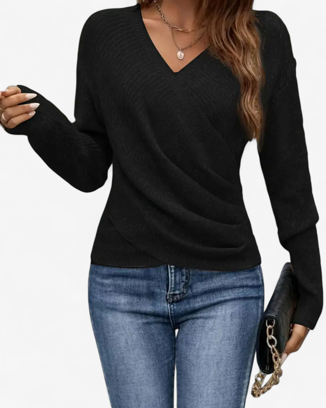 Cross V-Neck Knit Pullover