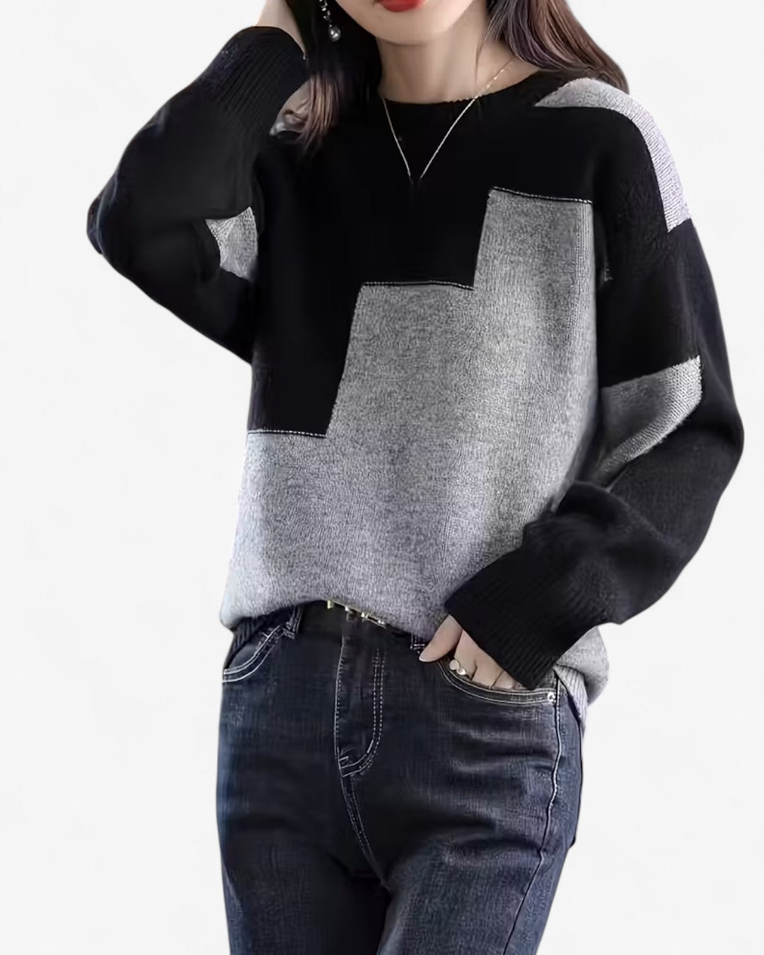 Color Block Pullover Sweater