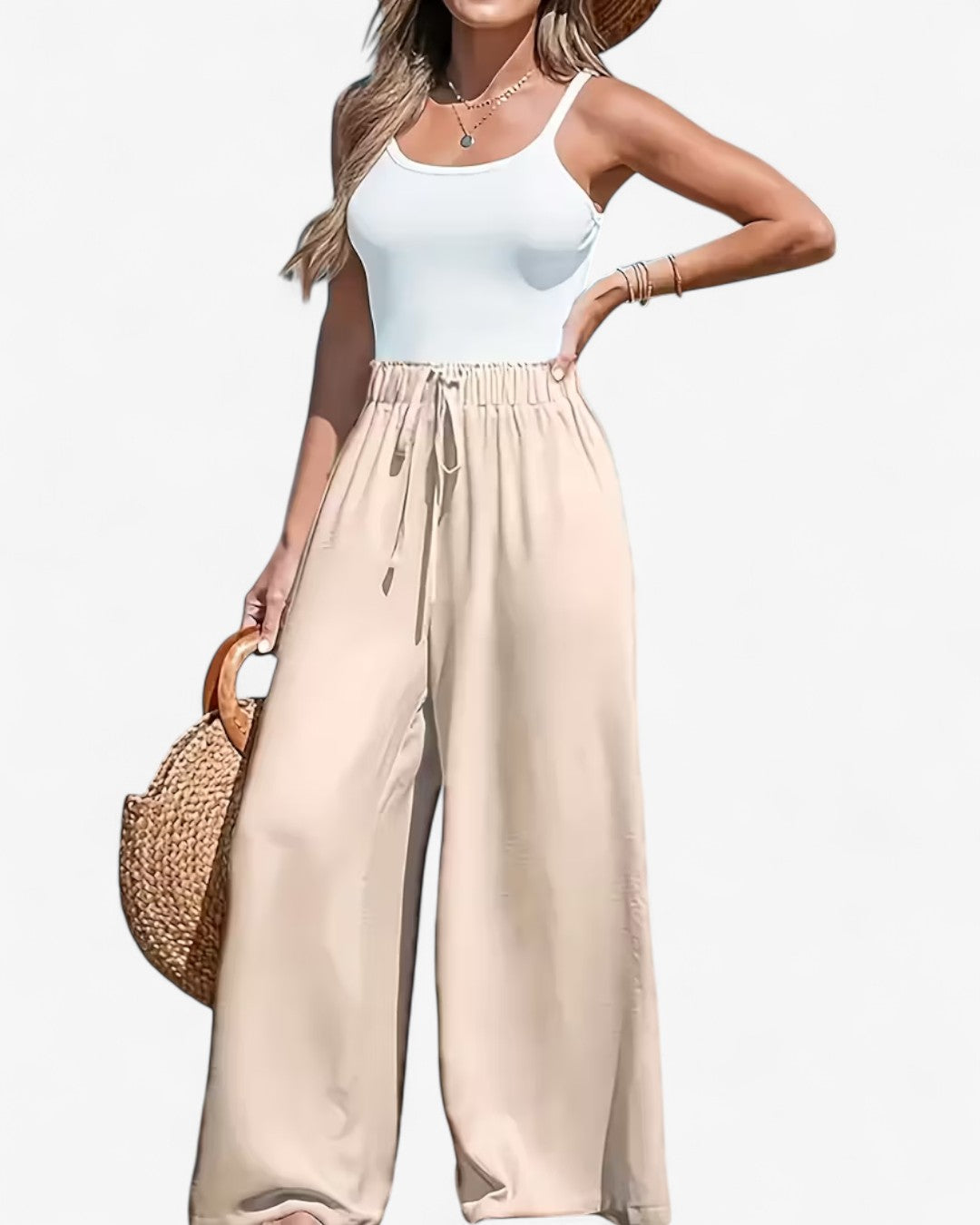 Draped Wide-Leg Pants