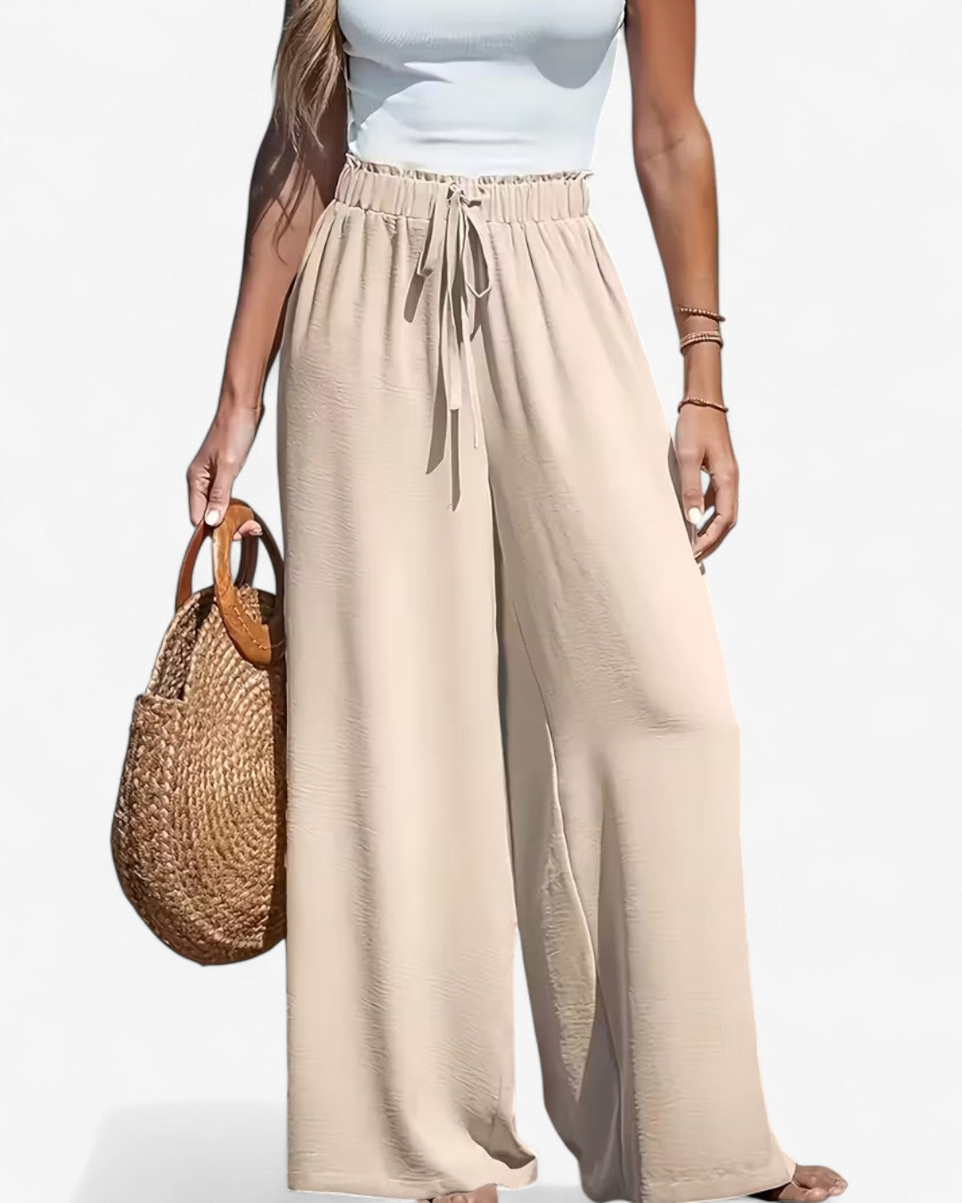 Draped Wide-Leg Pants