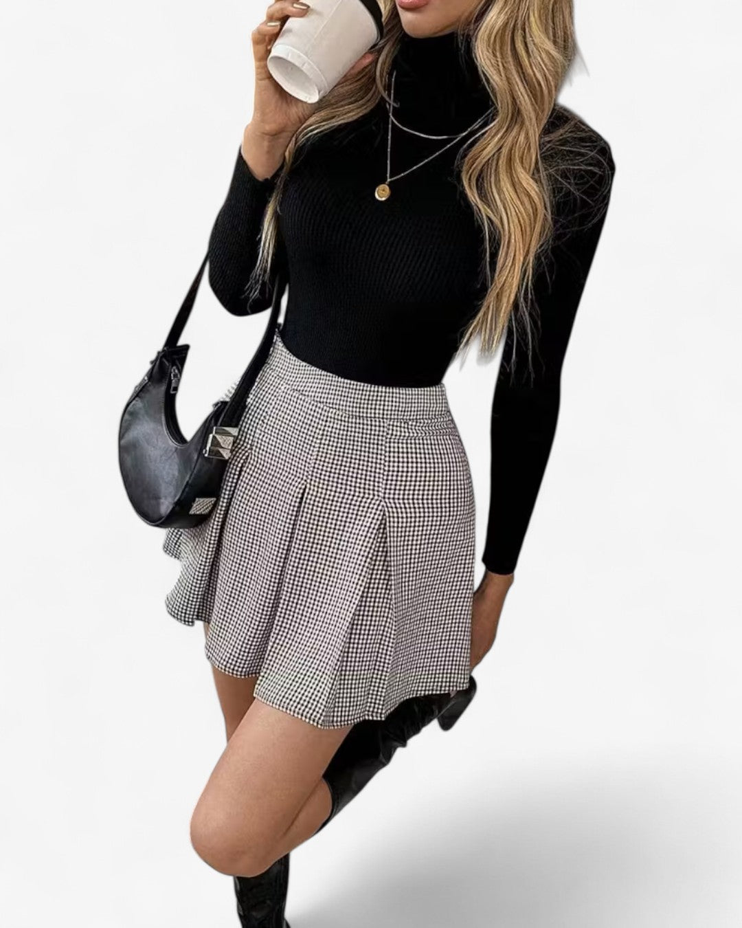 Pattern Button Skirt Set