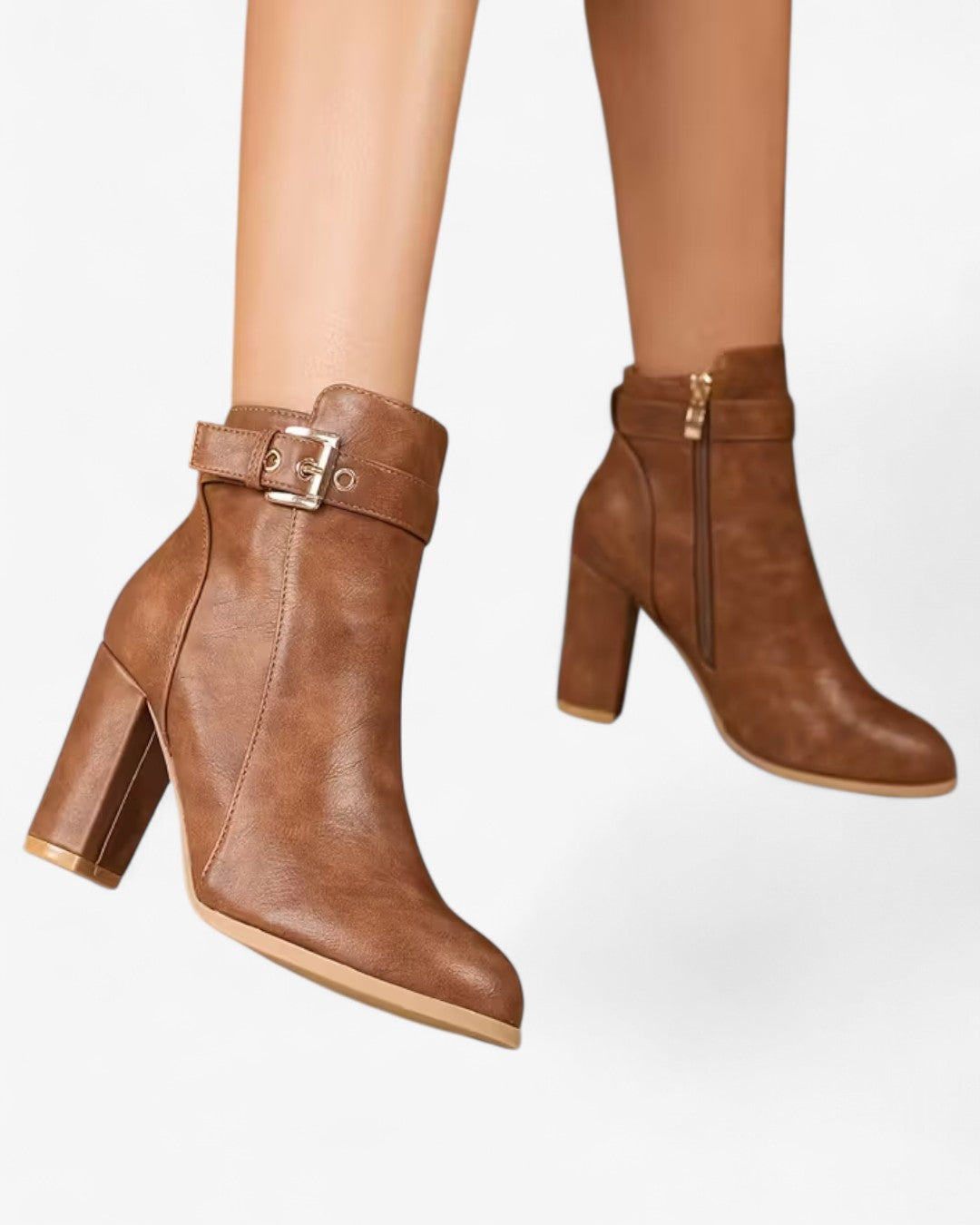 Pointed-Toe Block Heel Ankle Boots