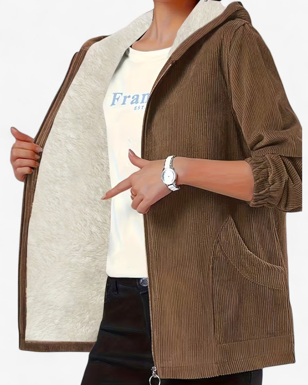 Plus Size Cozy Hooded Zip Jacket