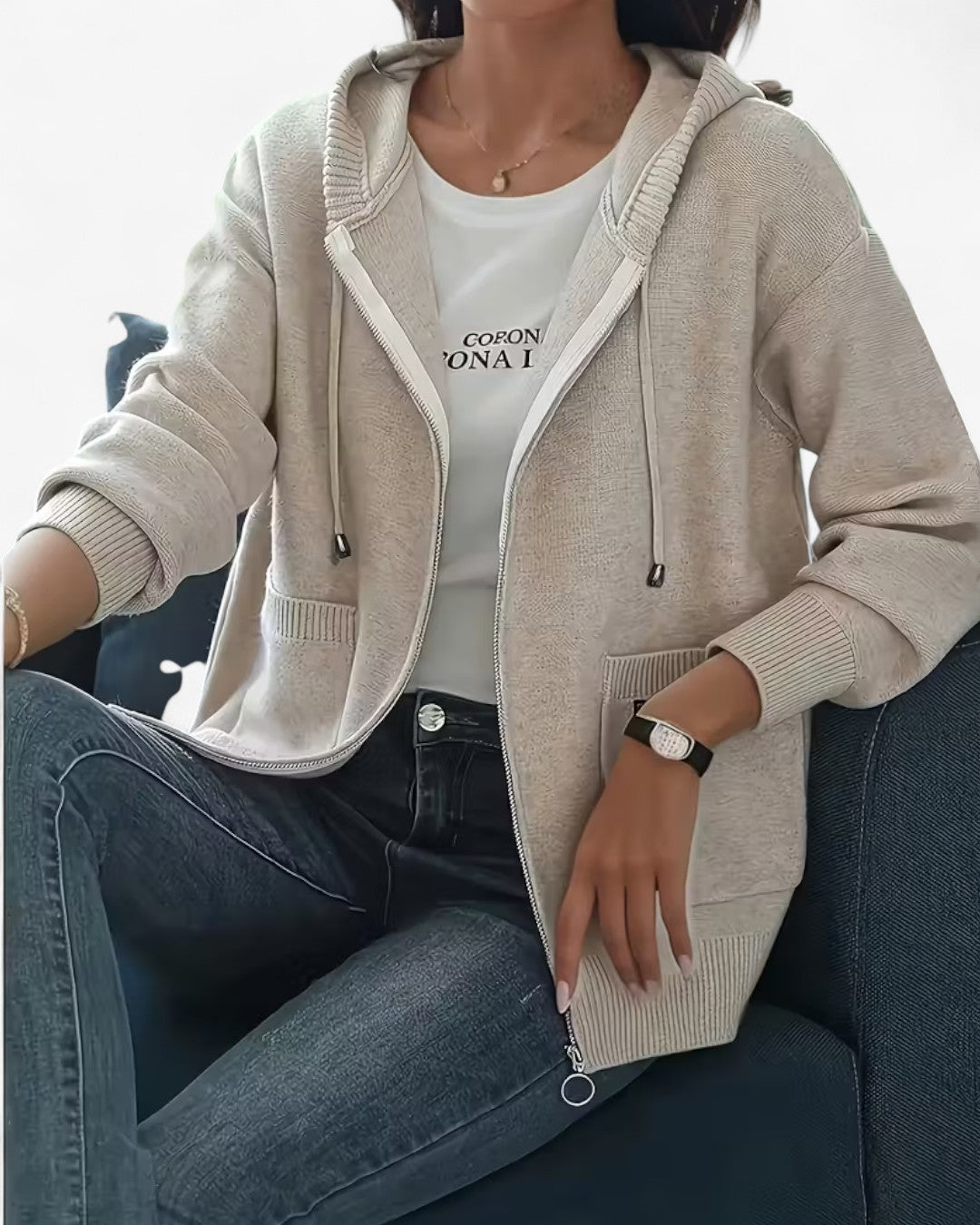 Soft Hooded Zip-Up Cardigan