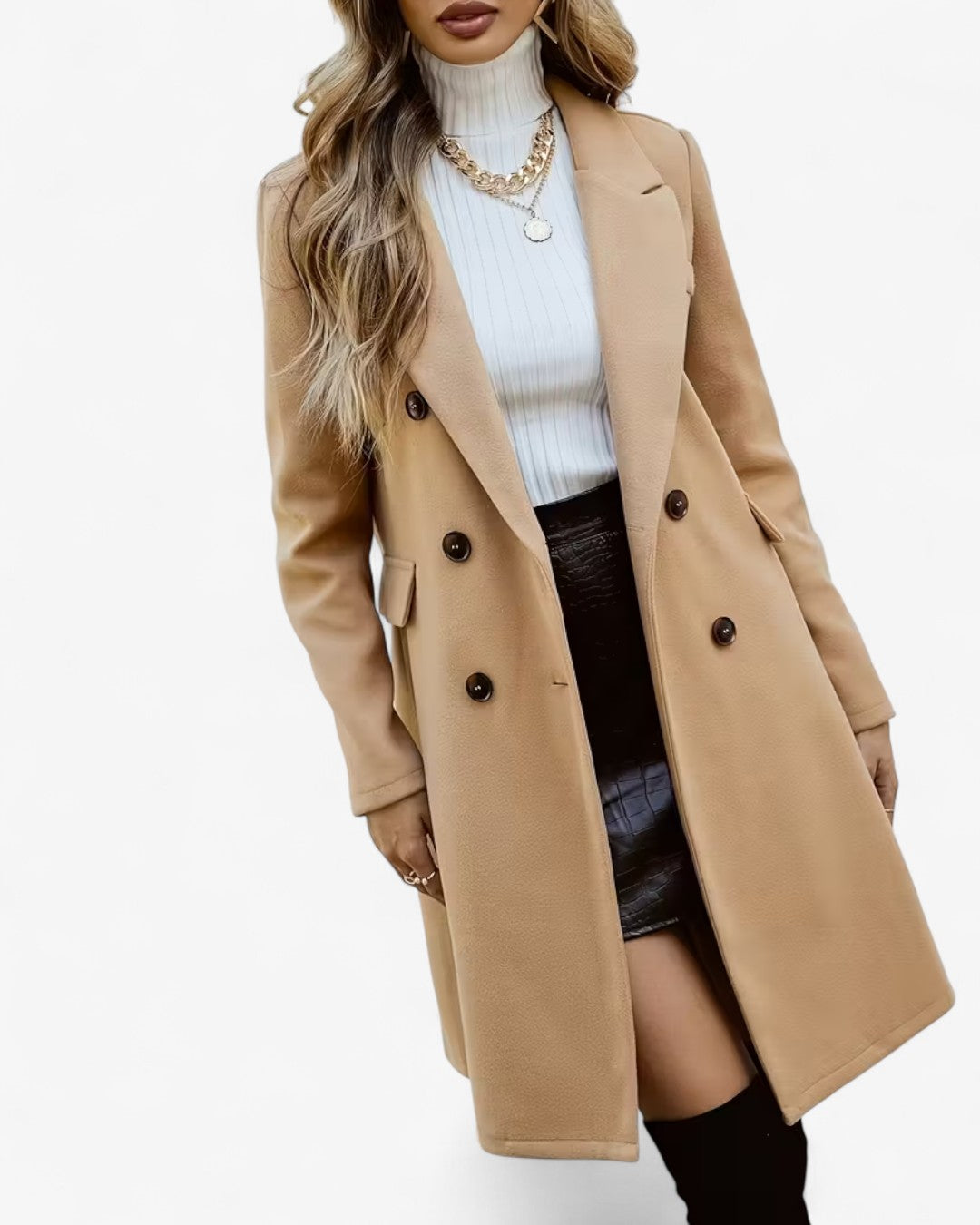 Classic Tweed Double-Breasted Coat