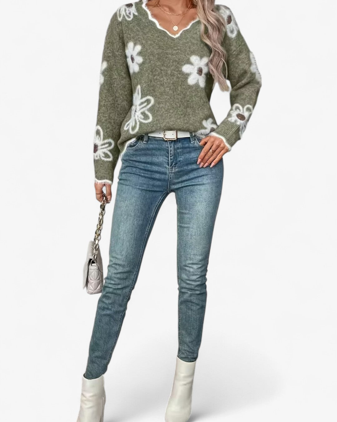 Rose Daisy Jacquard Sweater