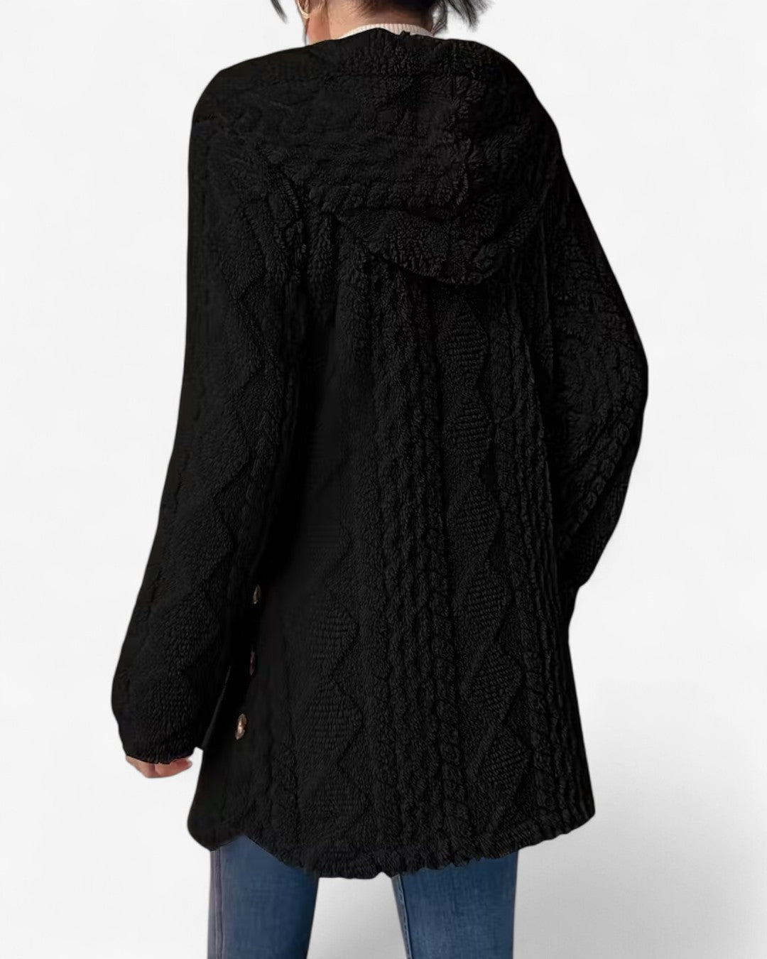 Textured Hooded Faux Fur Coat