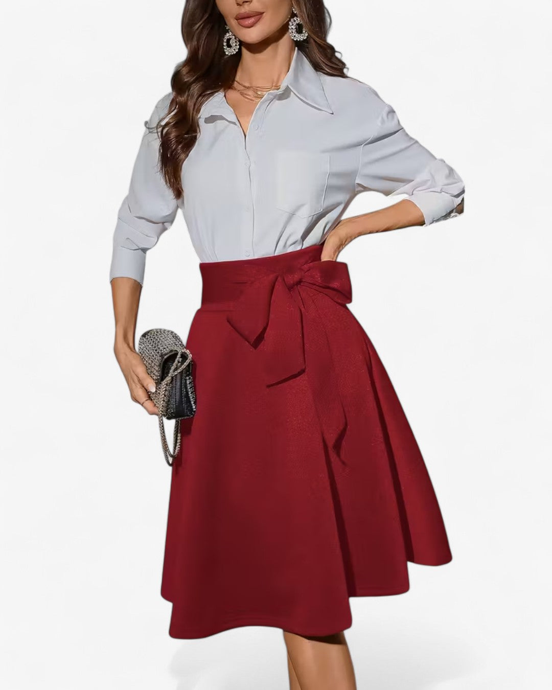 Élégance Bow Midi Skirt