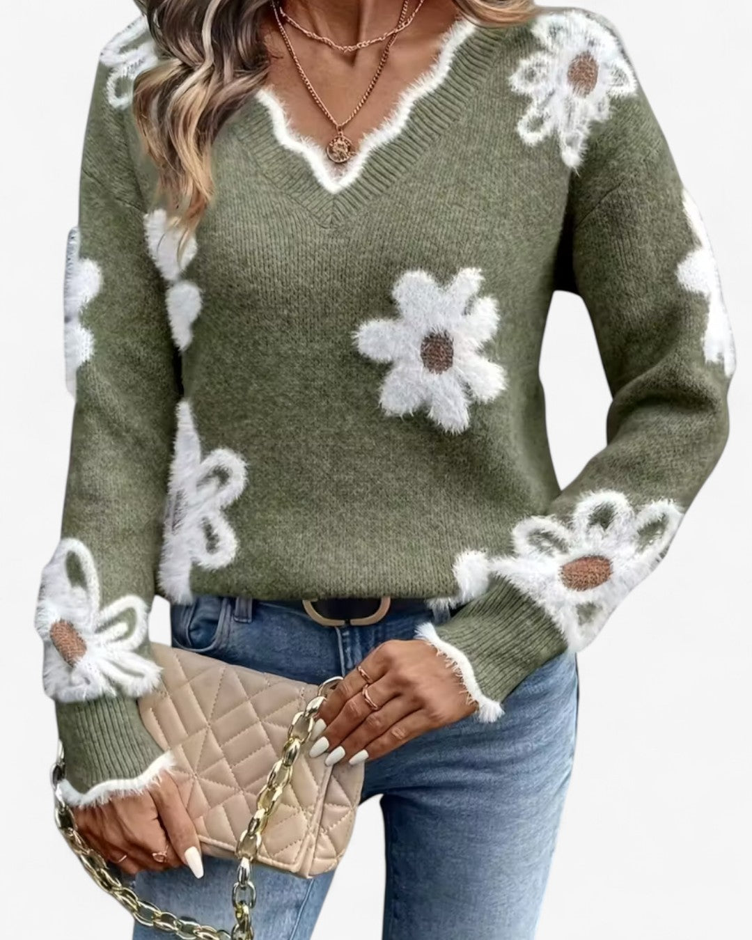 Rose Daisy Jacquard Sweater