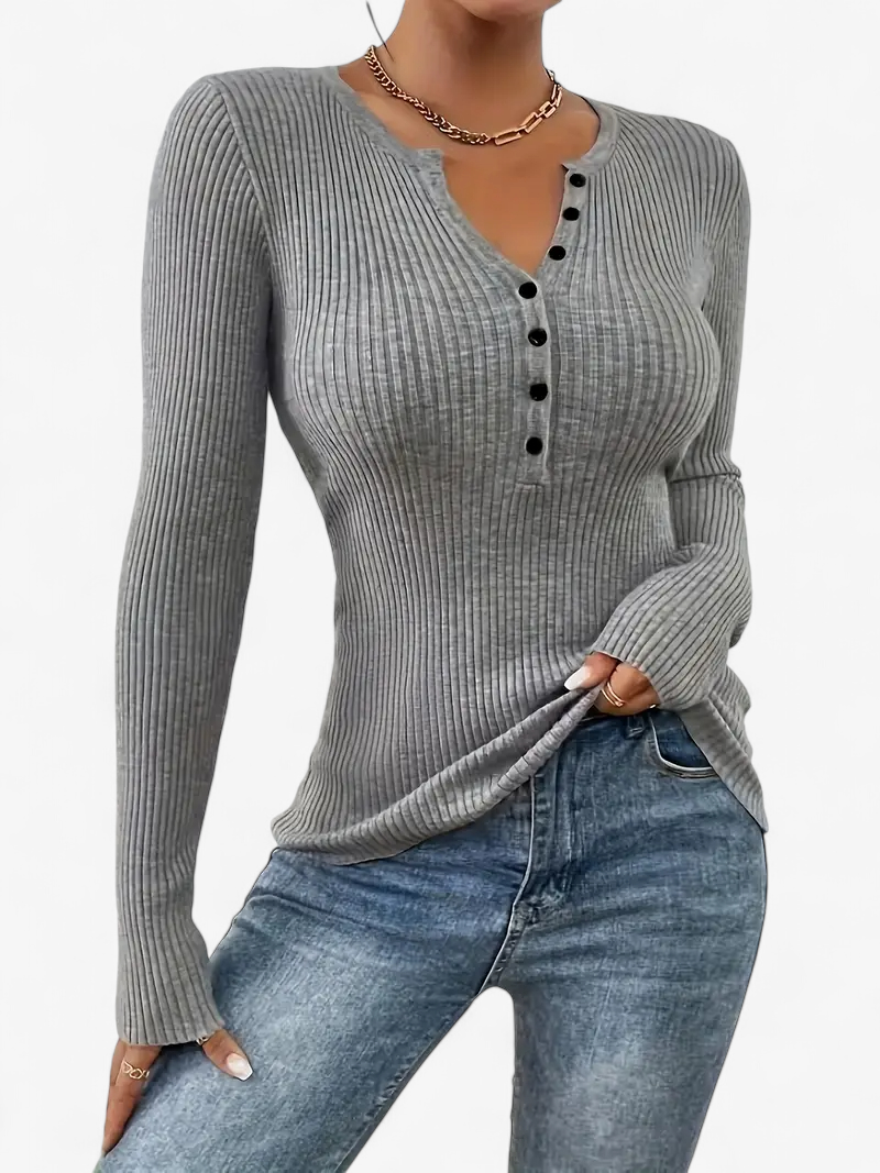 Front-Button Ribbed Knit Cardigan