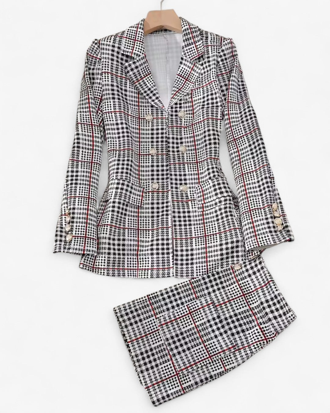 Elegant Buttoned Skirt Set