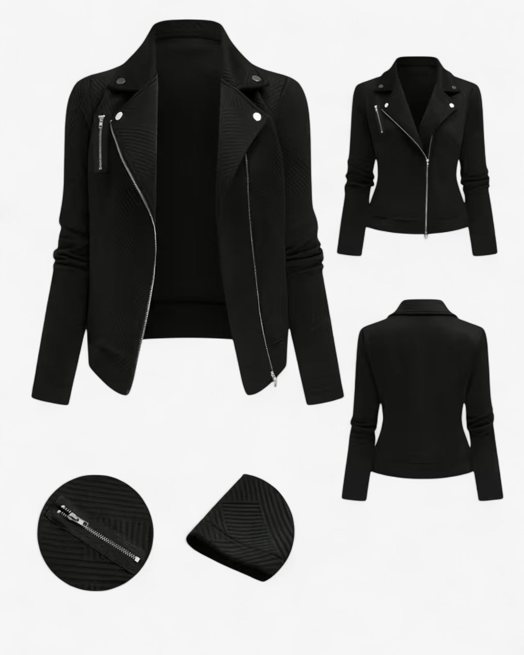 Classic Grid-Pattern Biker Jacket