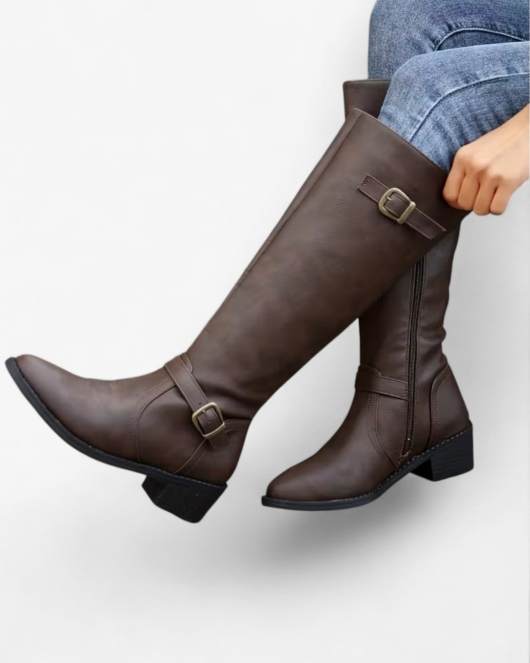 Black Round-Toe Calf Boots