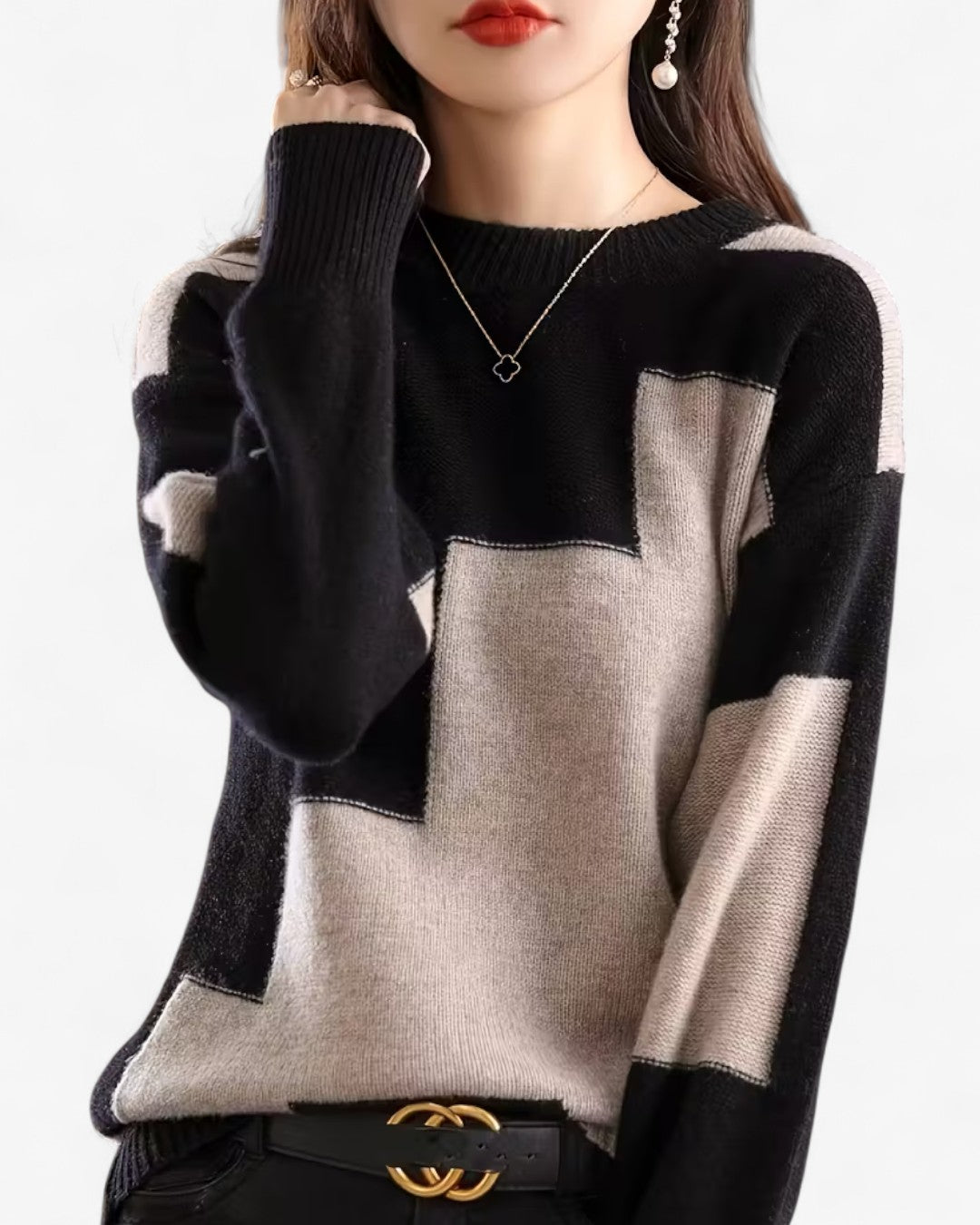 Color Block Pullover Sweater