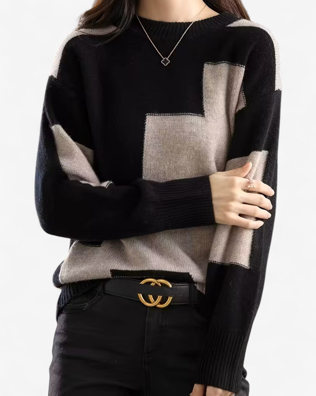 Color Block Pullover Sweater