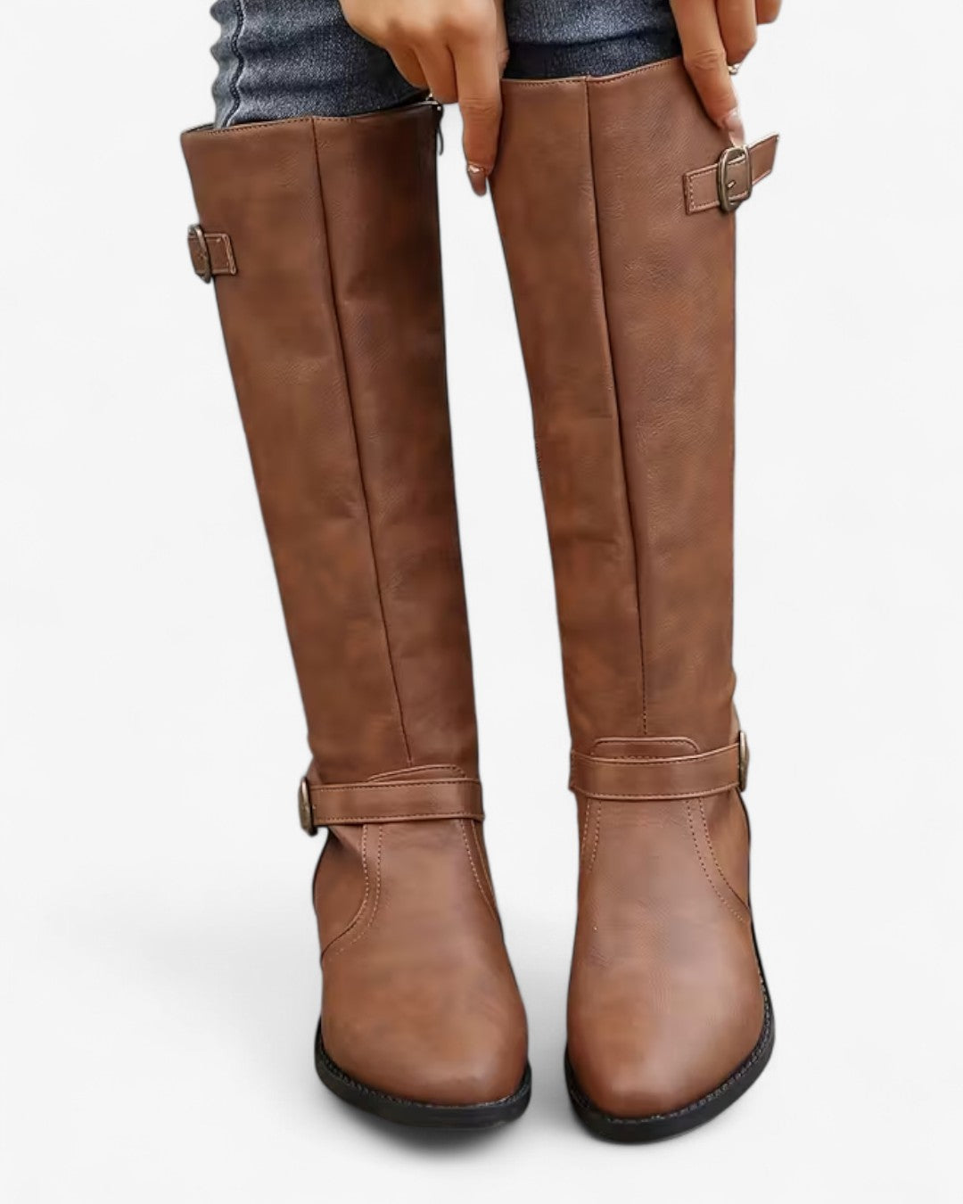 Black Round-Toe Calf Boots