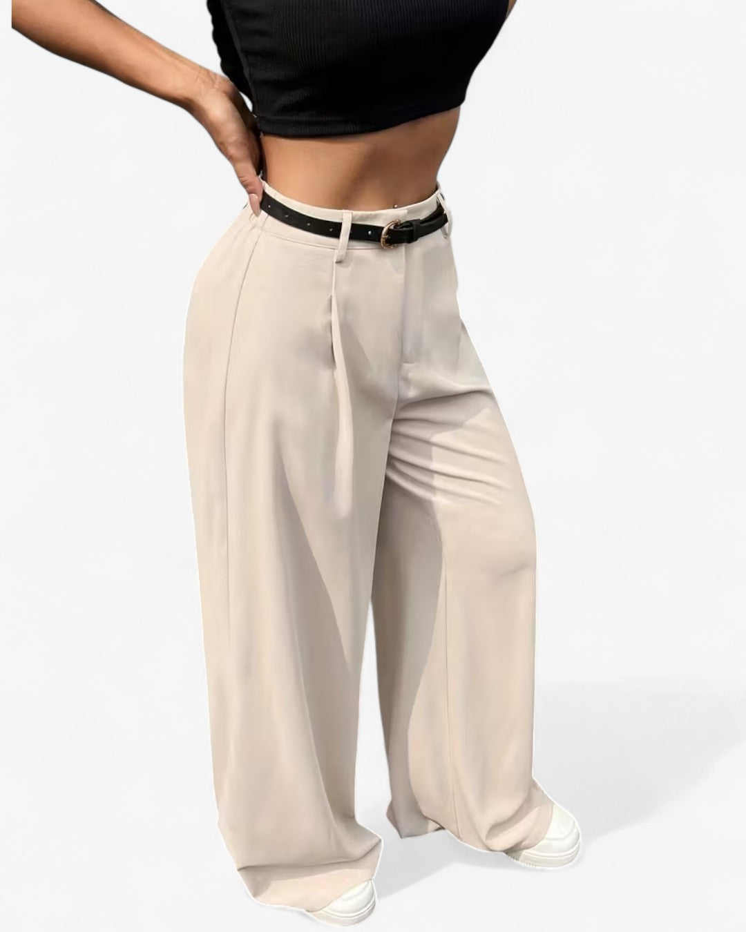 High-Waist Pleated Wide-Leg Pants
