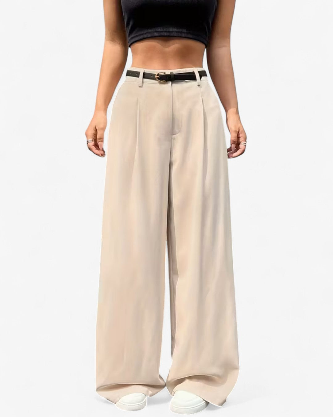 High-Waist Pleated Wide-Leg Pants