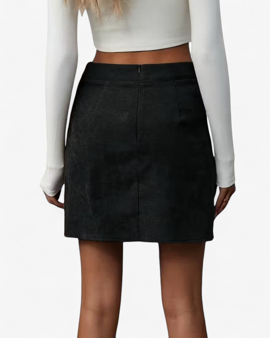 Brown A-Line Skirt with Button Detail