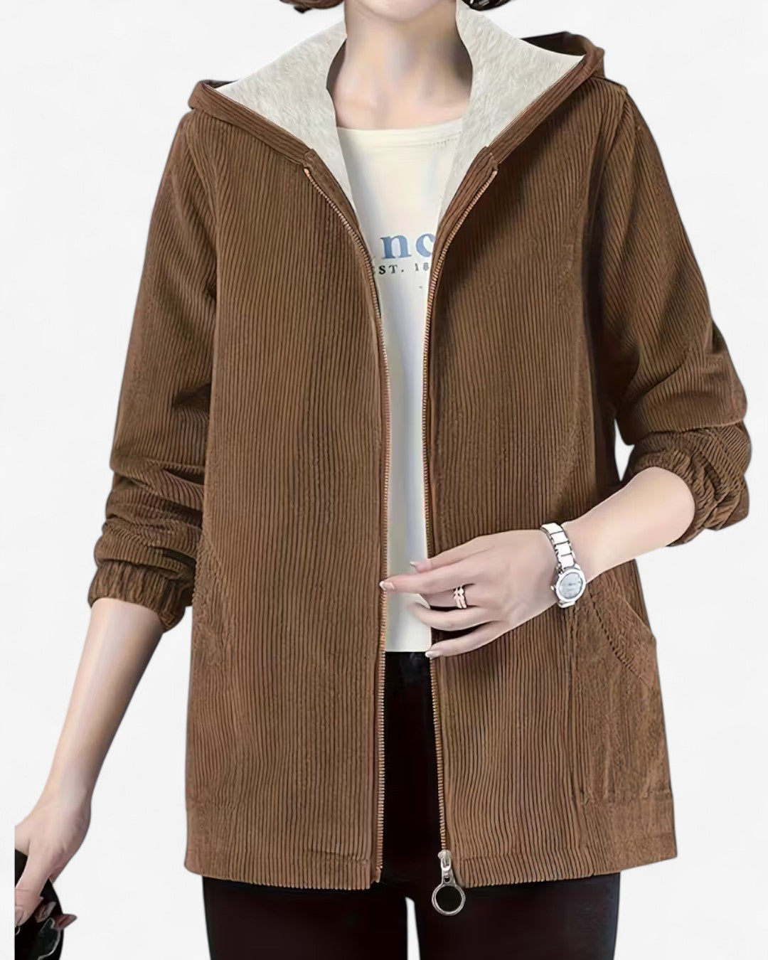 Plus Size Cozy Hooded Zip Jacket