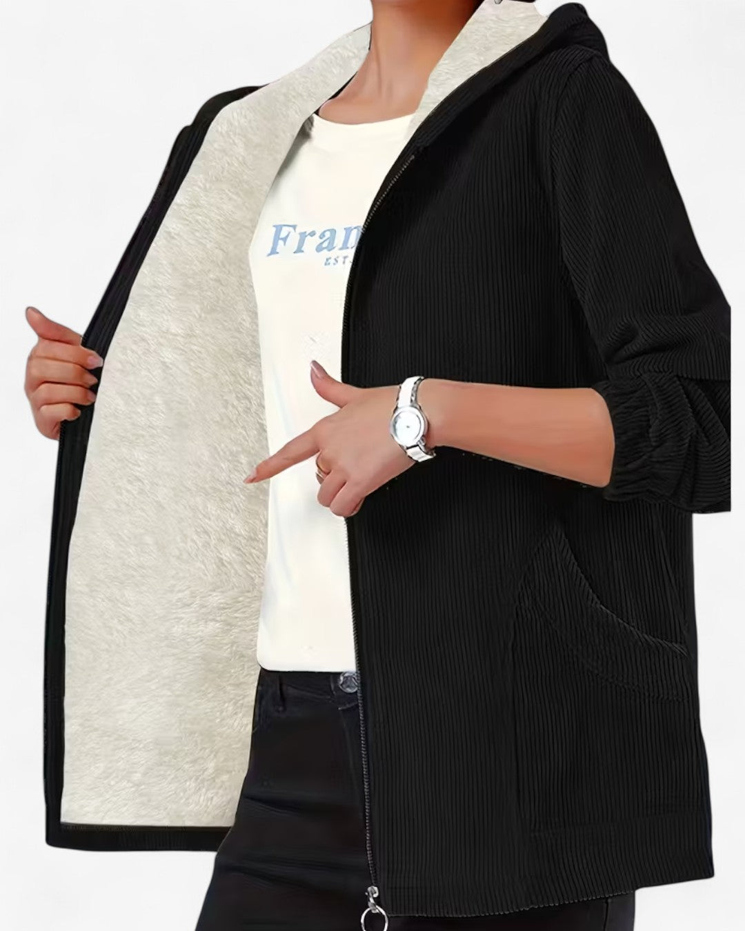 Plus Size Cozy Hooded Zip Jacket