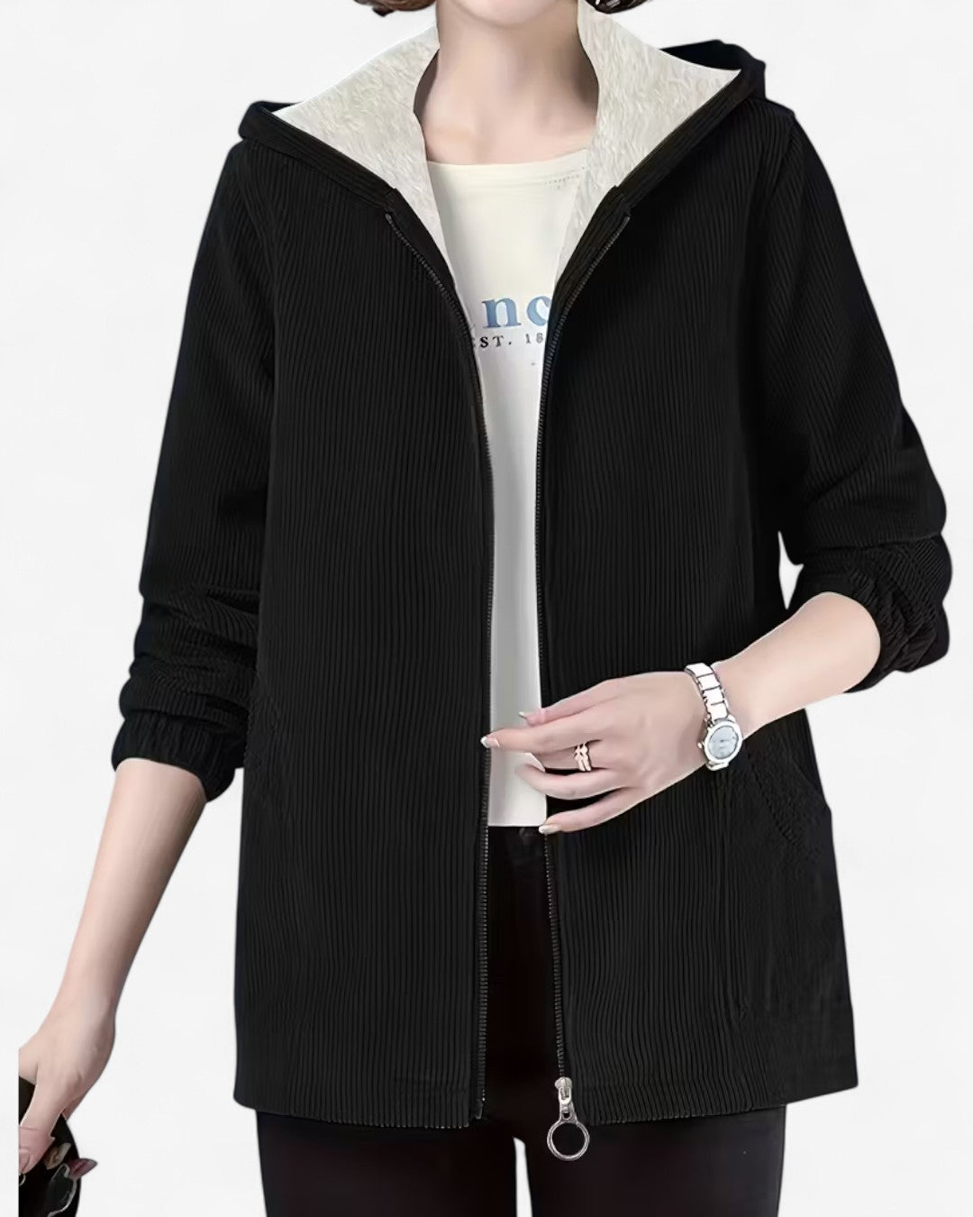 Plus Size Cozy Hooded Zip Jacket