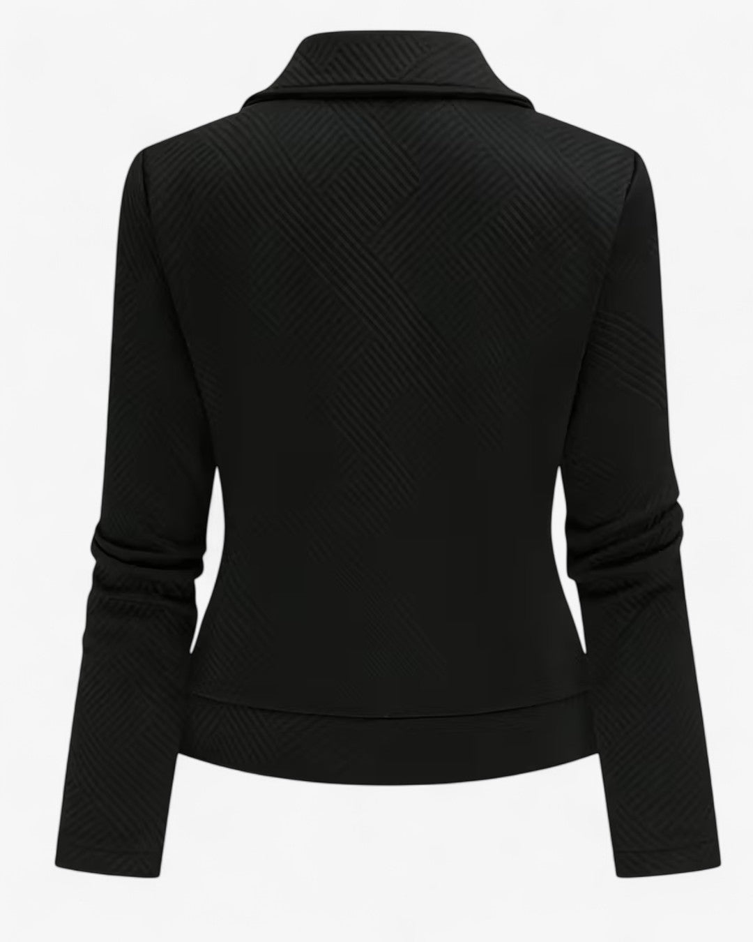 Classic Grid-Pattern Biker Jacket