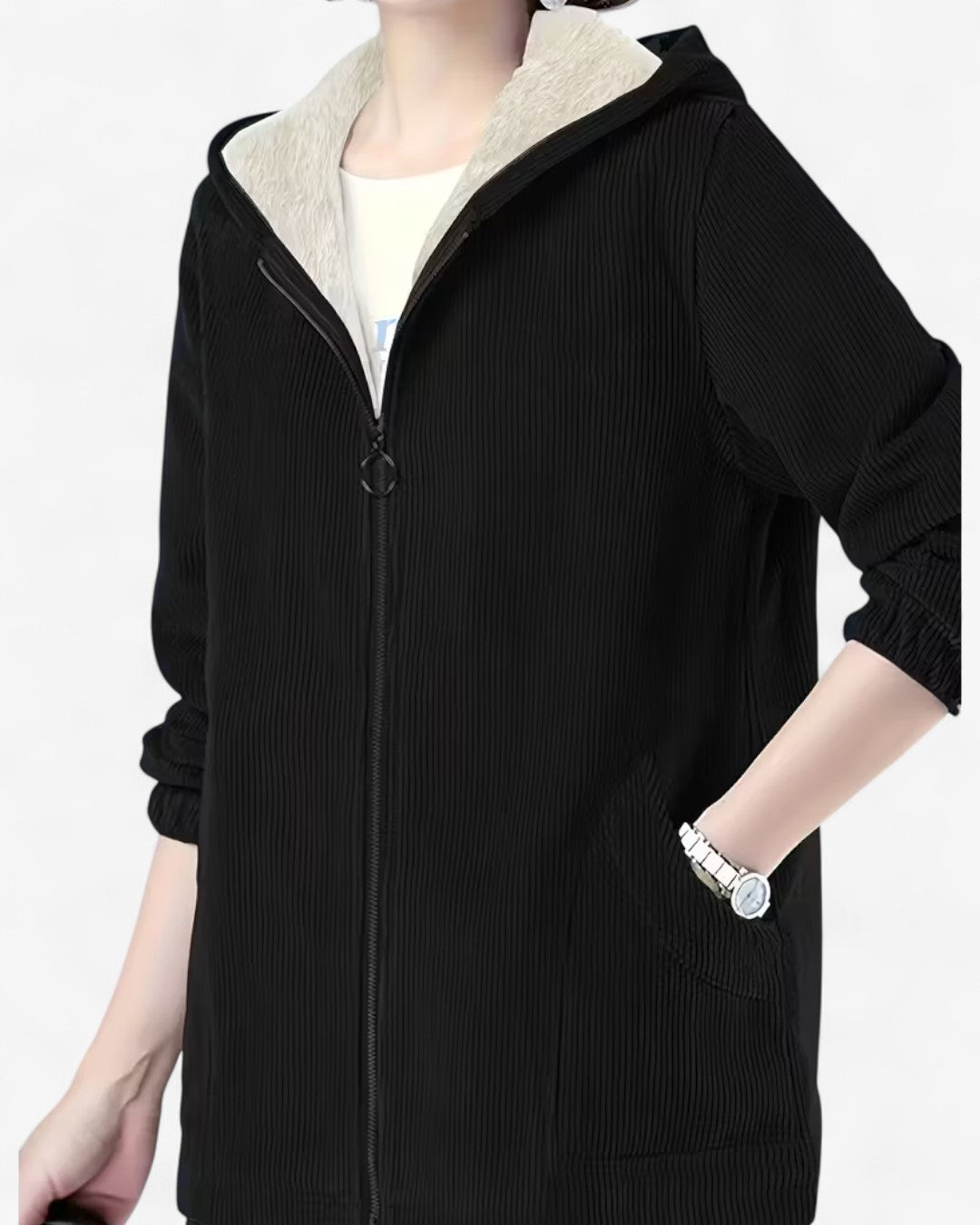 Plus Size Cozy Hooded Zip Jacket