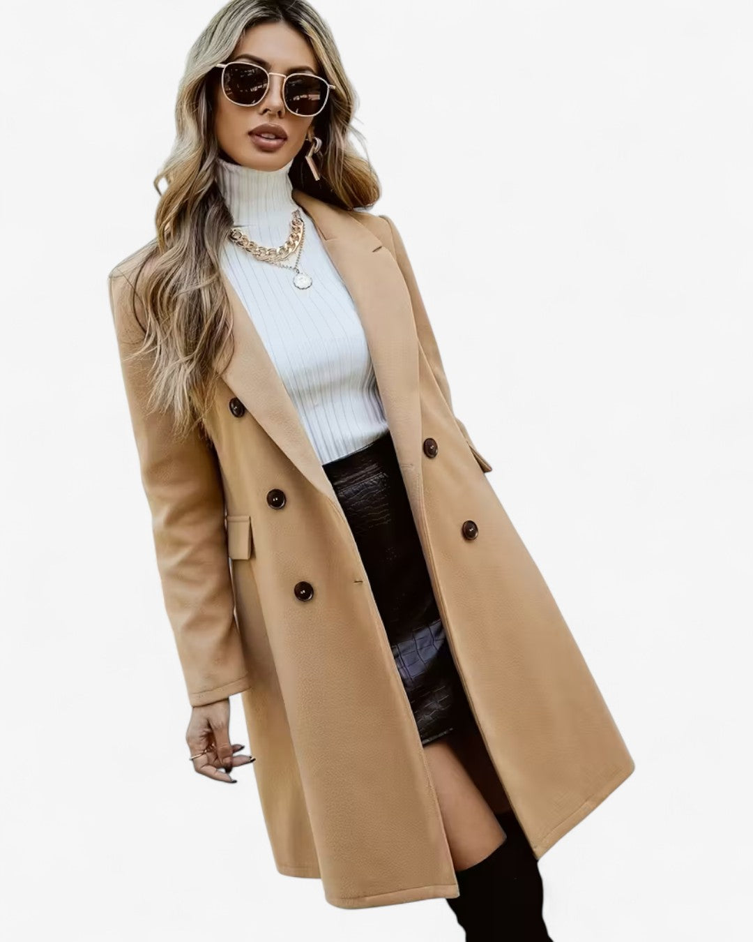 Classic Tweed Double-Breasted Coat