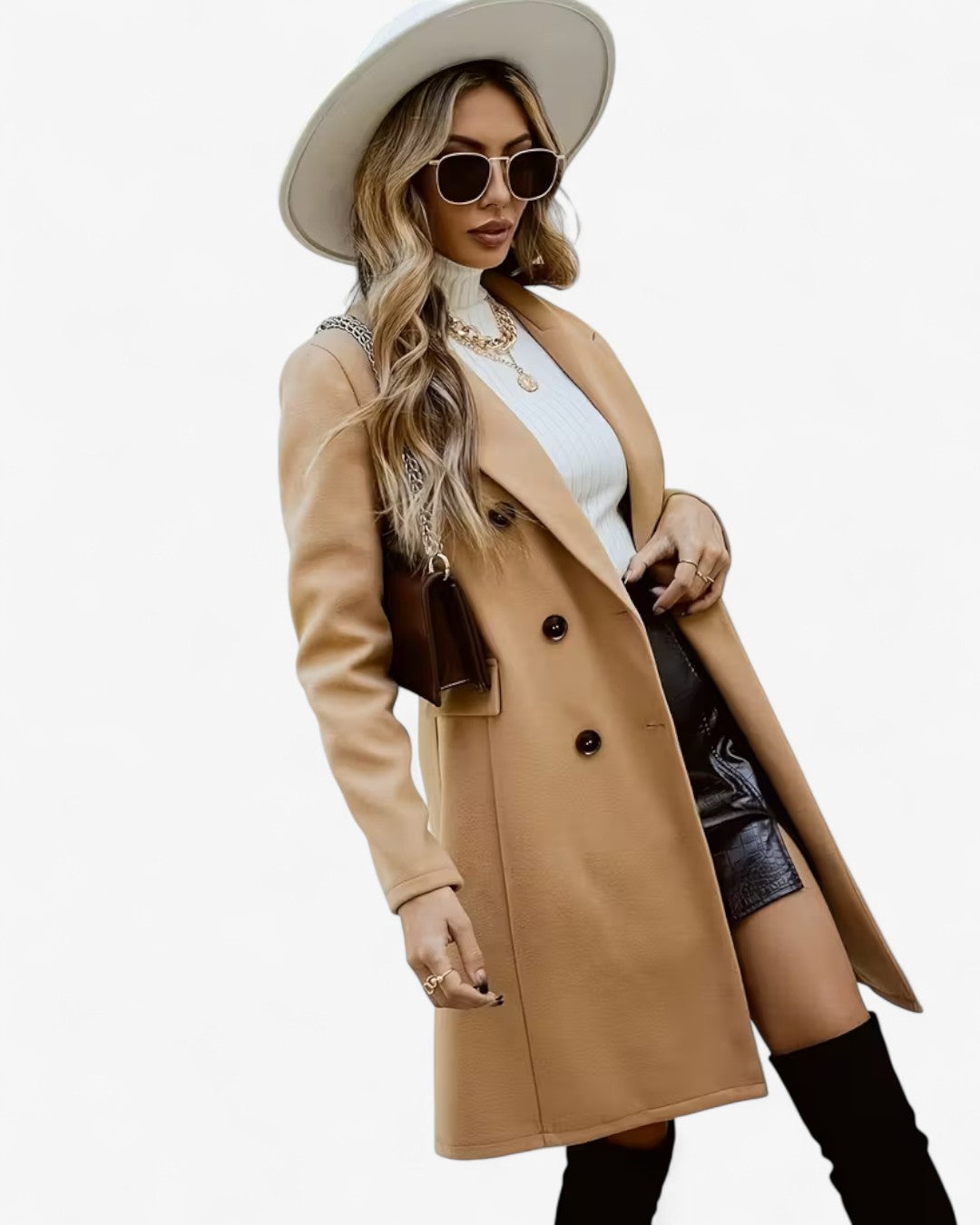 Classic Tweed Double-Breasted Coat