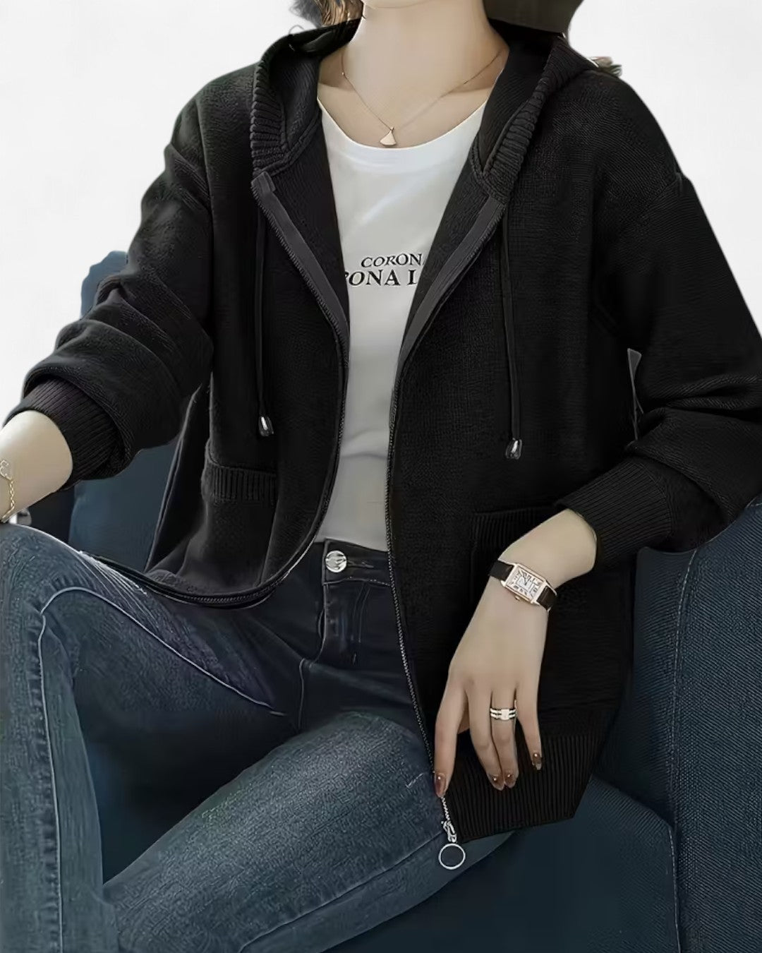 Soft Hooded Zip-Up Cardigan