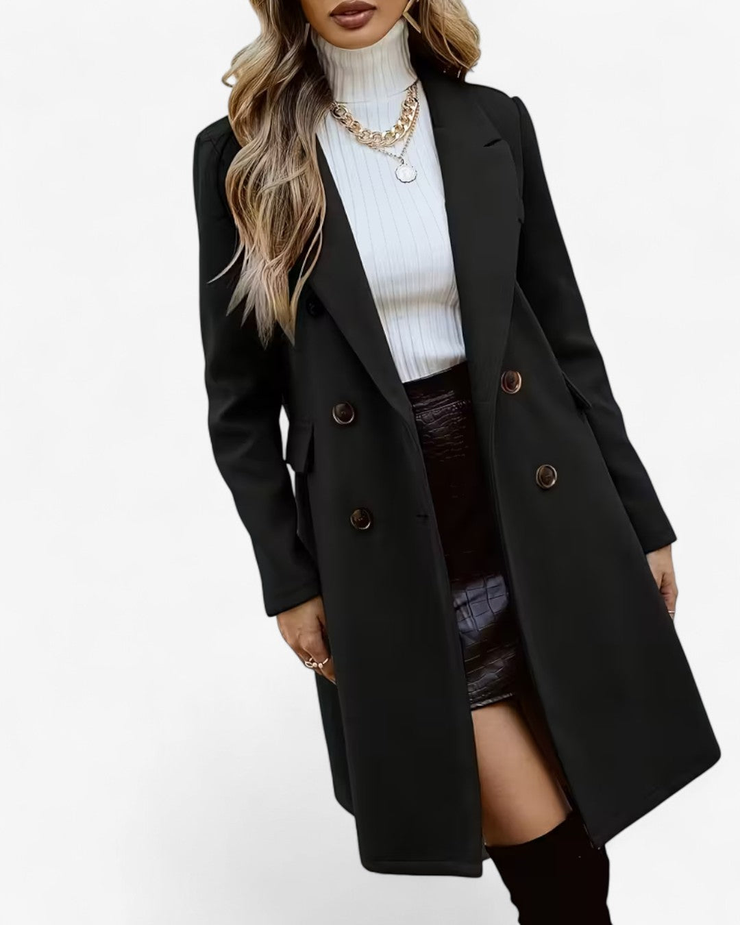 Classic Tweed Double-Breasted Coat