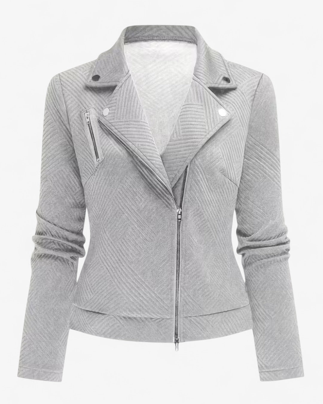 Classic Grid-Pattern Biker Jacket