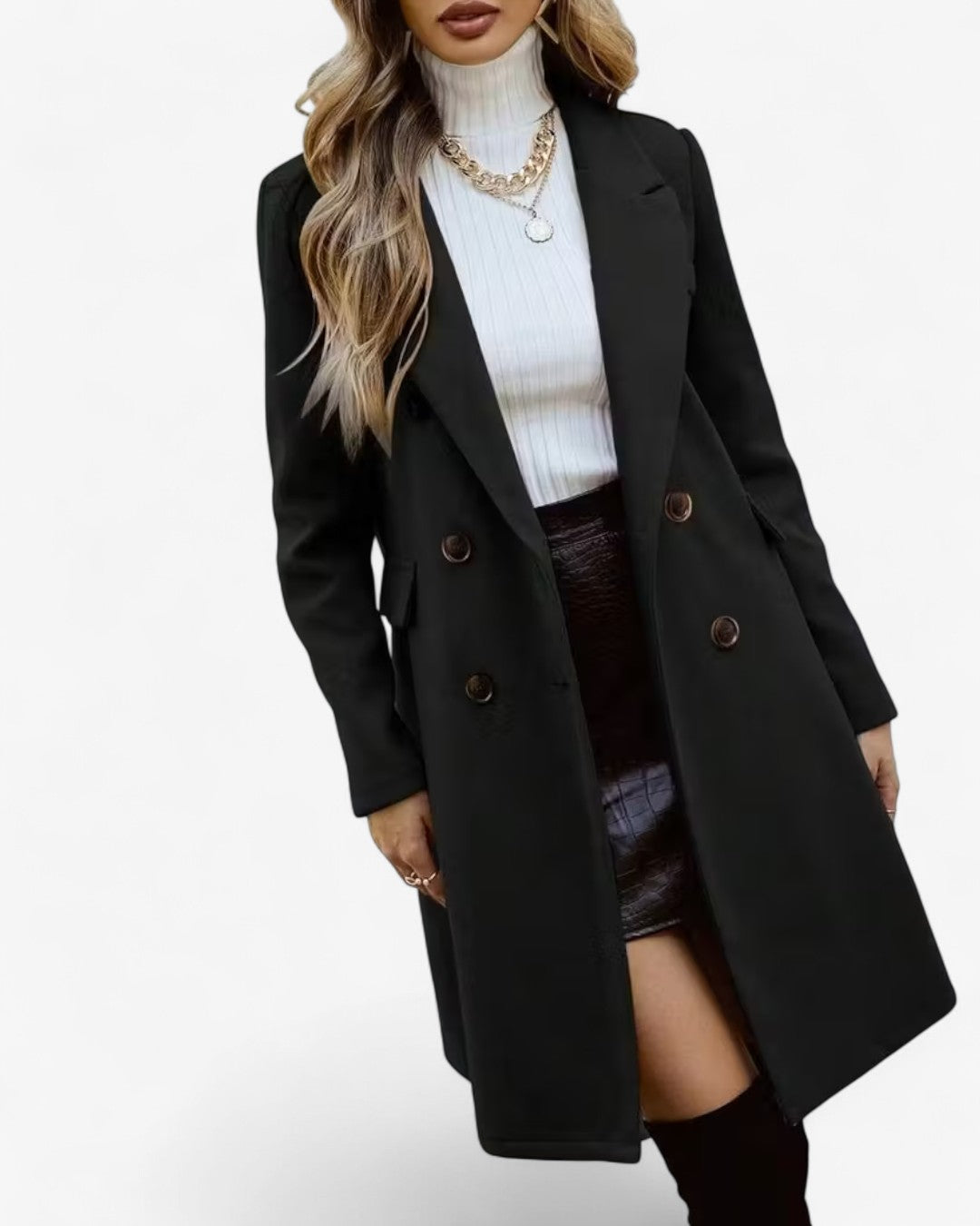 Classic Tweed Double-Breasted Coat