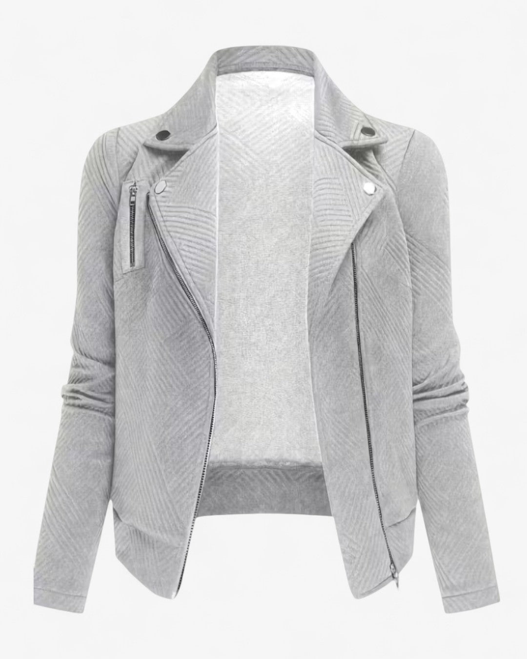 Classic Grid-Pattern Biker Jacket