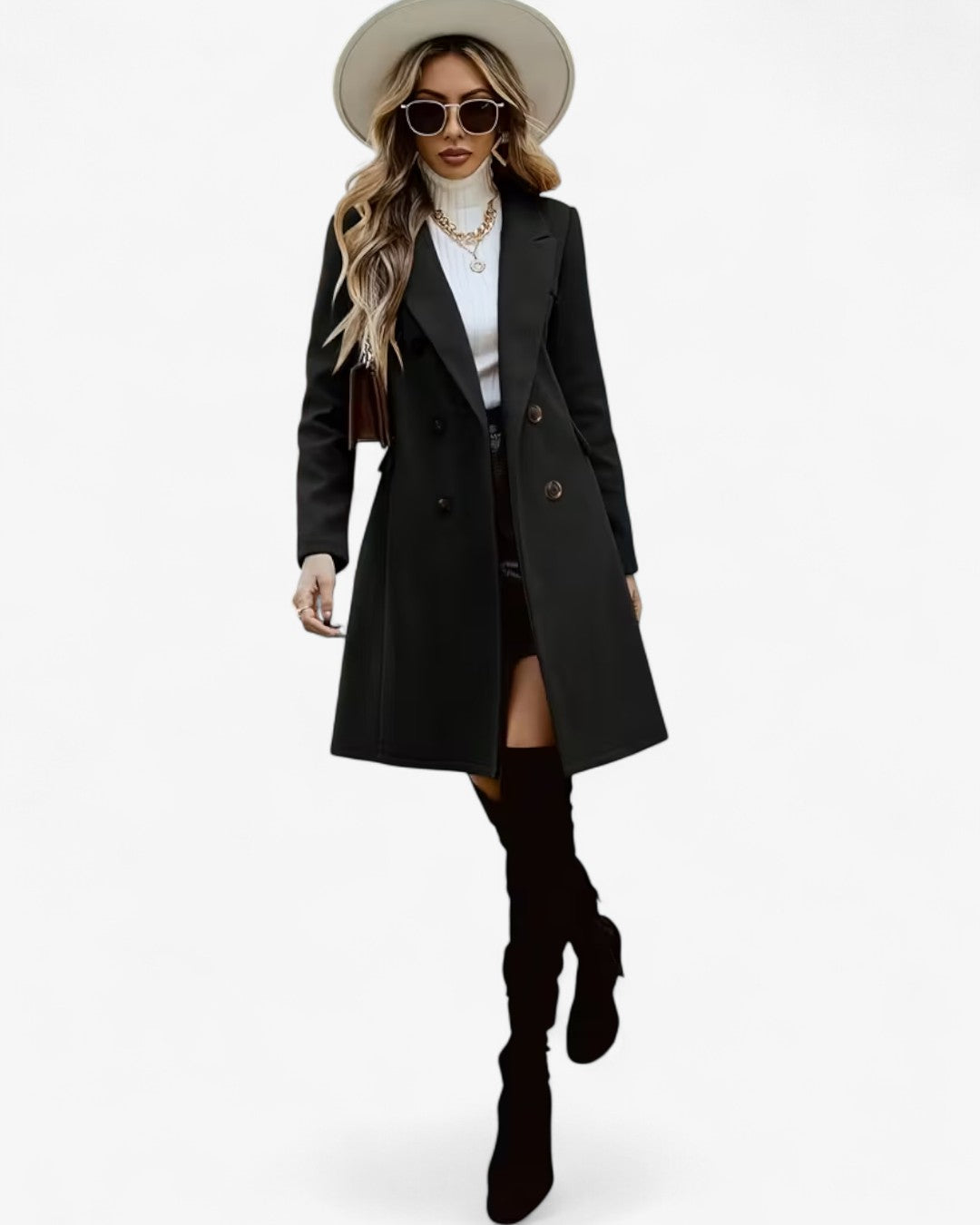 Classic Tweed Double-Breasted Coat