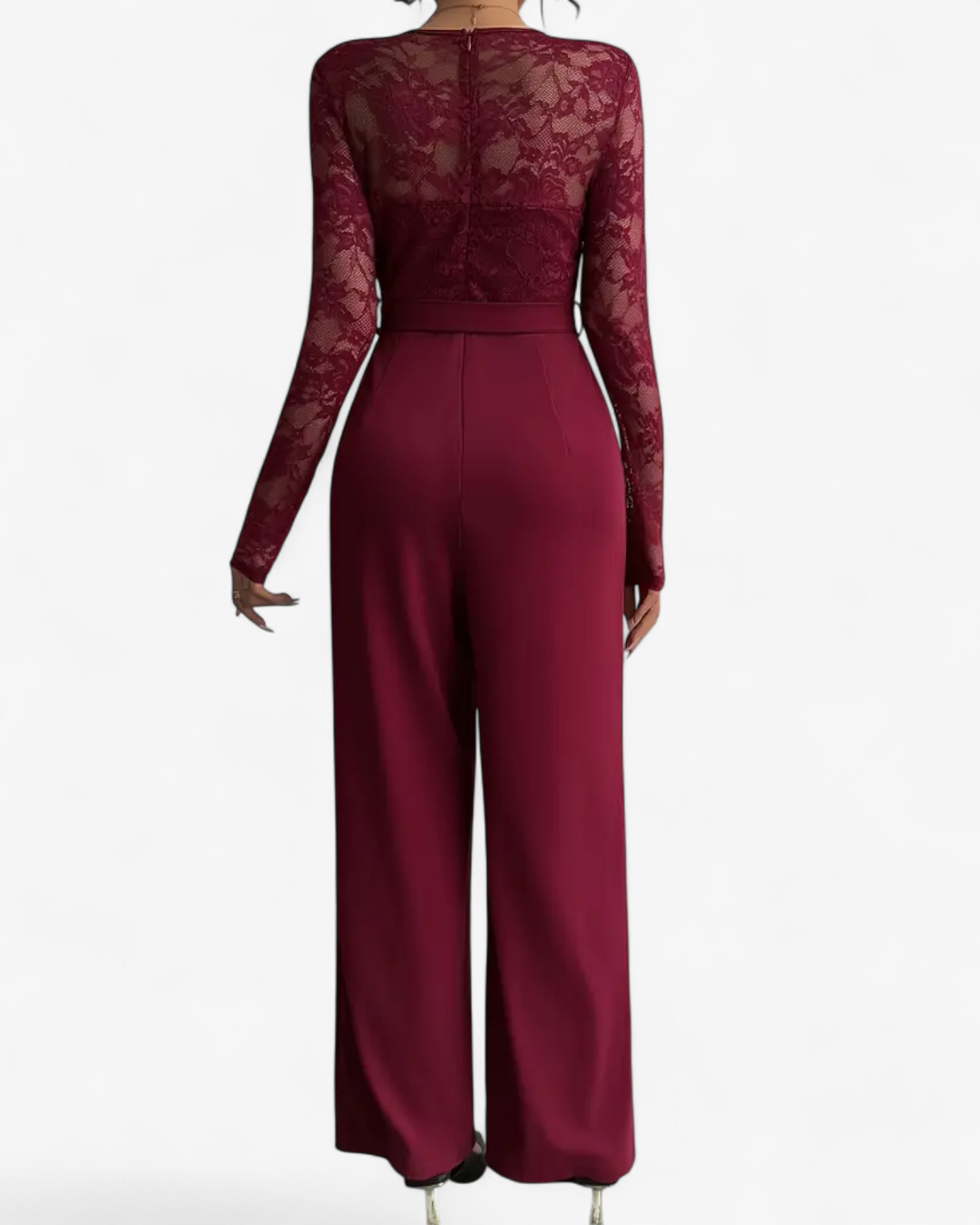 Elegant Red Lace Jumpsuit