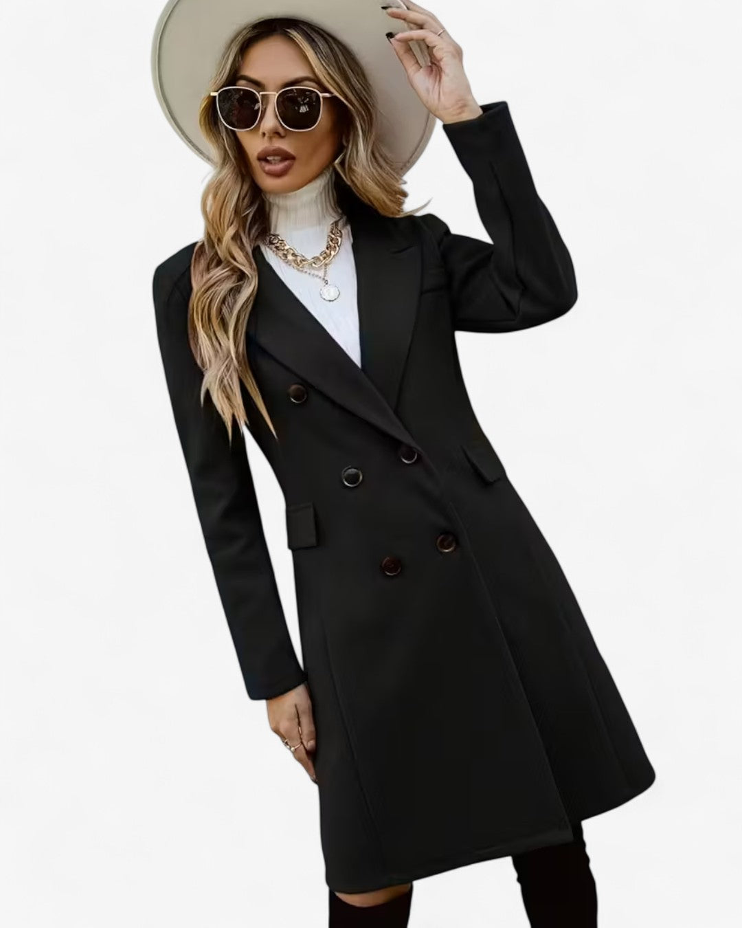 Classic Tweed Double-Breasted Coat