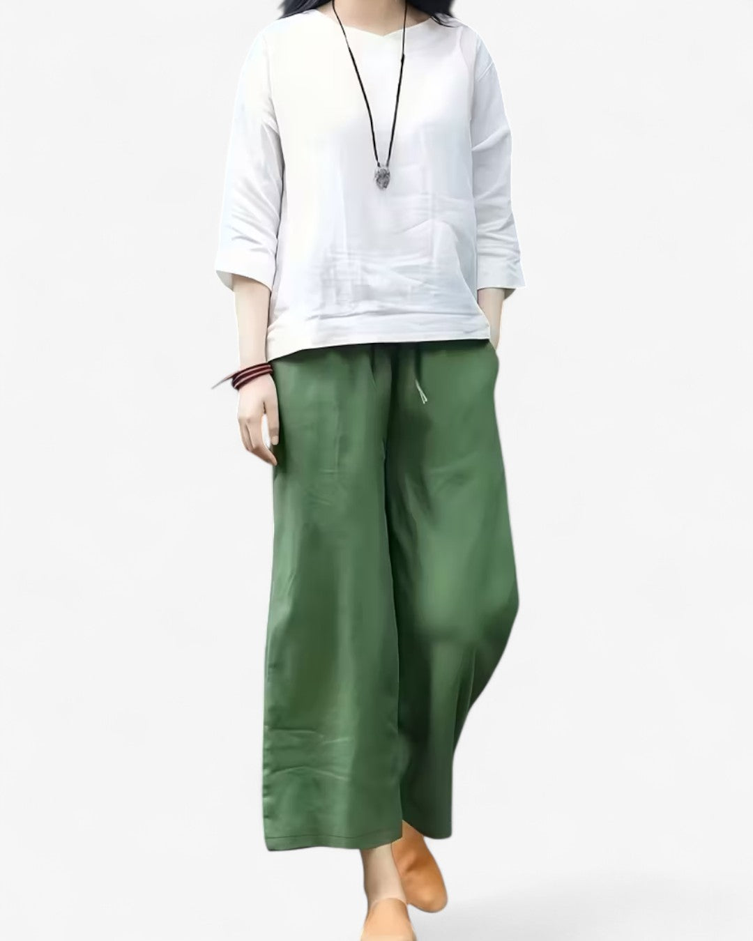 Cropped Wide-Leg Drawstring Pants