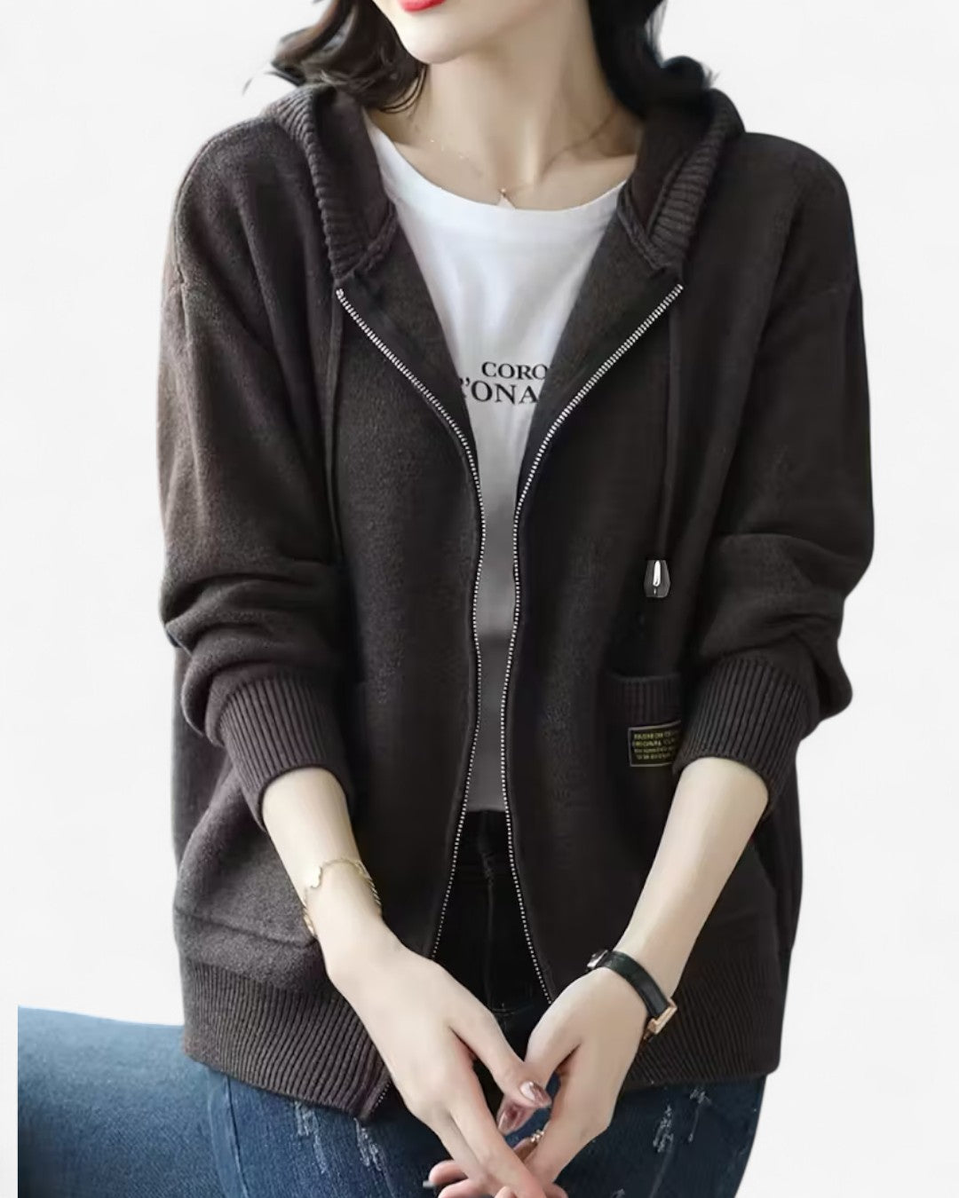 Soft Hooded Zip-Up Cardigan