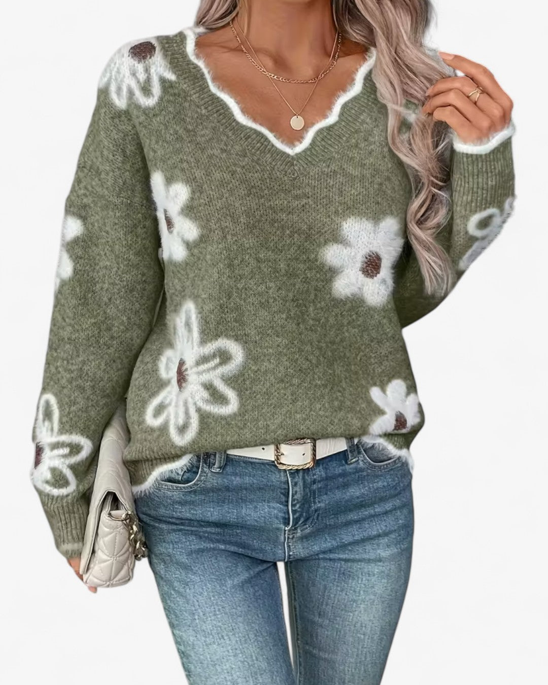 Rose Daisy Jacquard Sweater