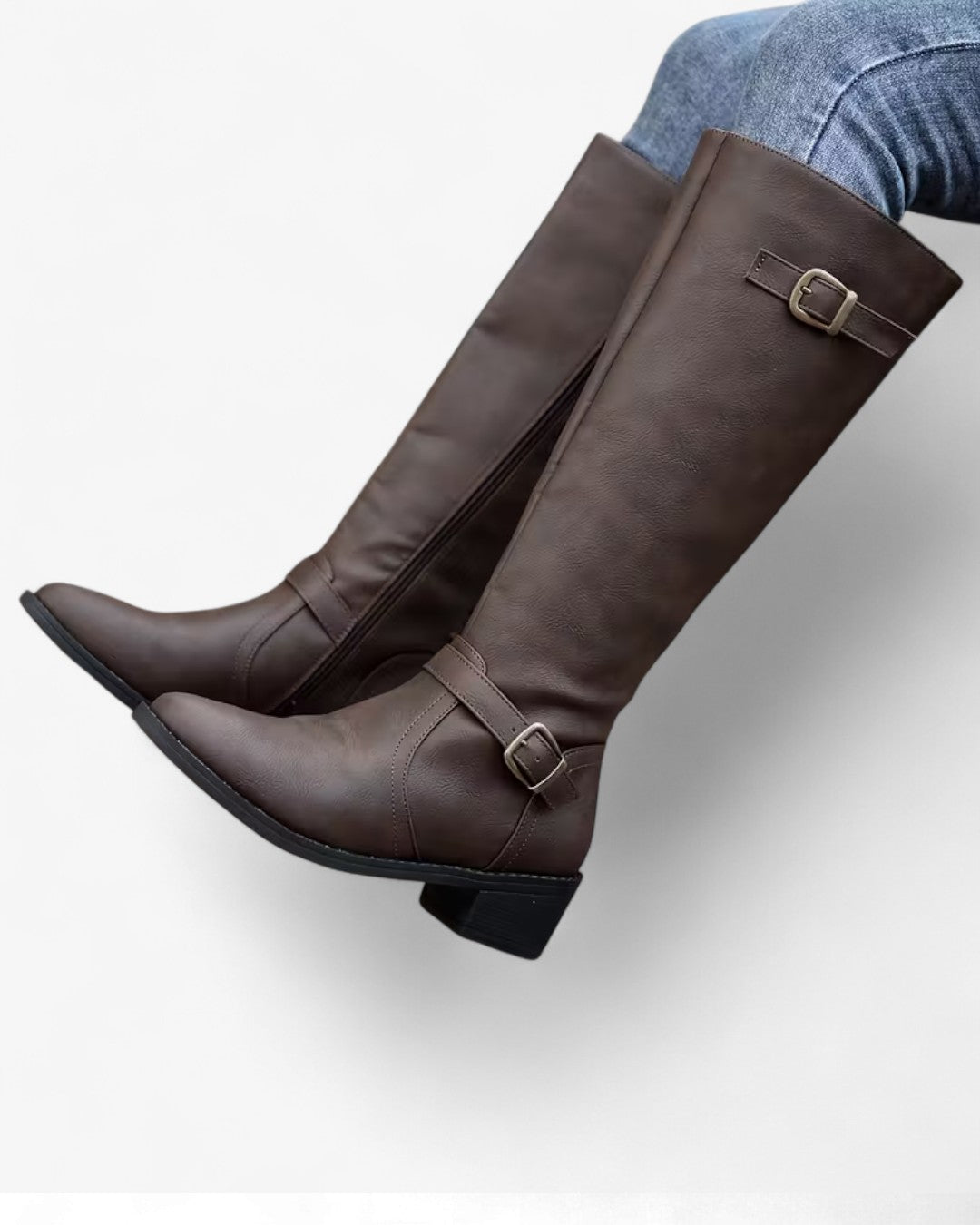 Black Round-Toe Calf Boots