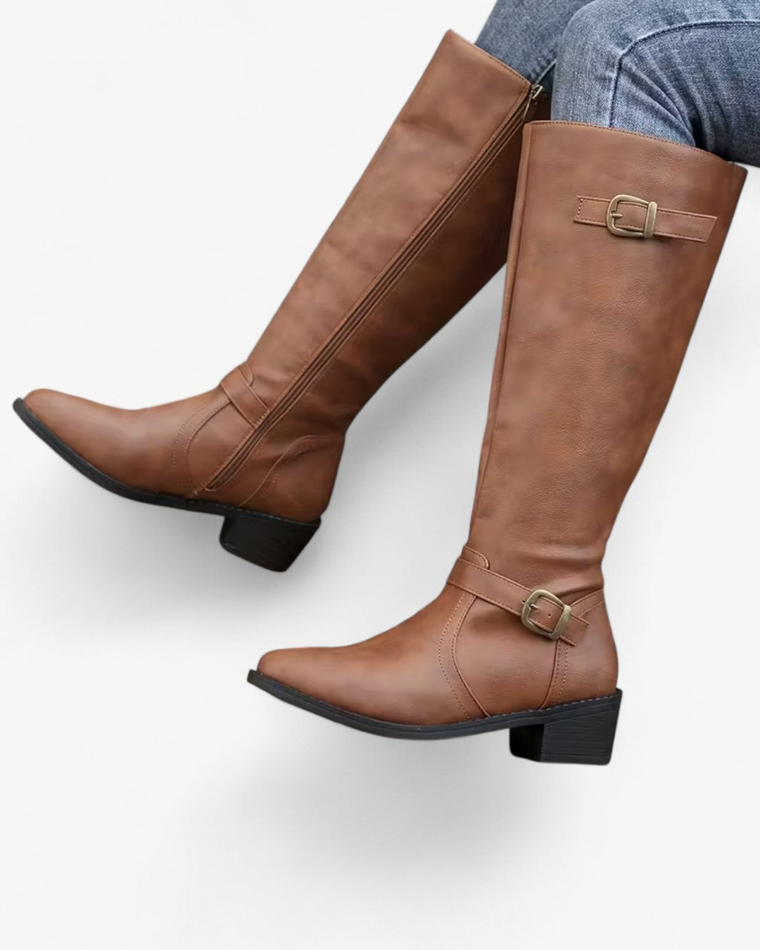 Black Round-Toe Calf Boots