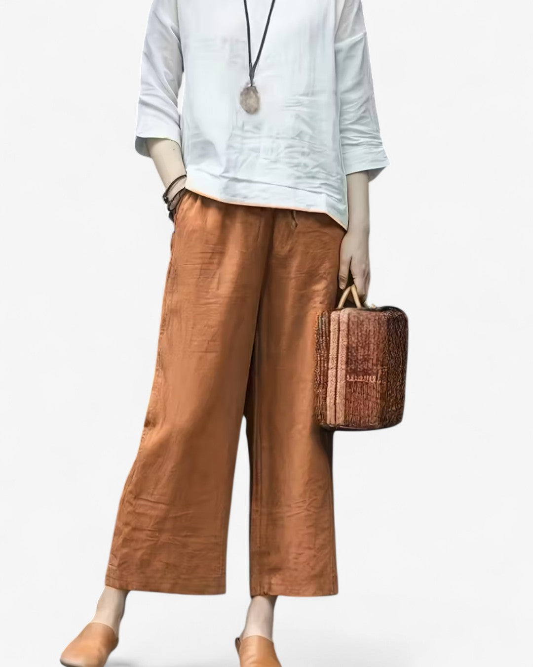 Cropped Wide-Leg Drawstring Pants