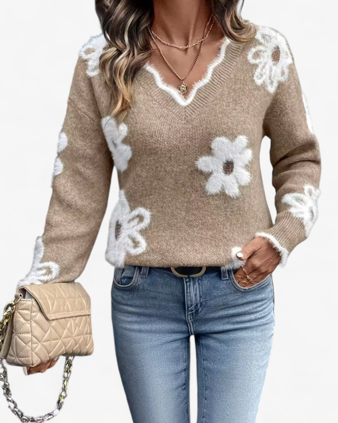 Rose Daisy Jacquard Sweater
