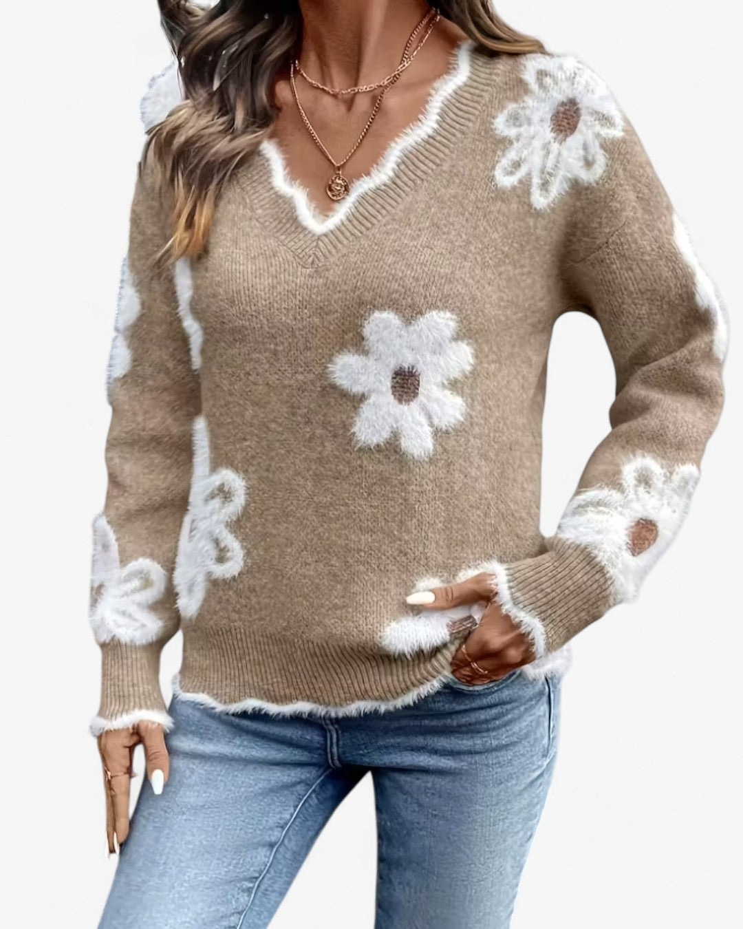 Rose Daisy Jacquard Sweater