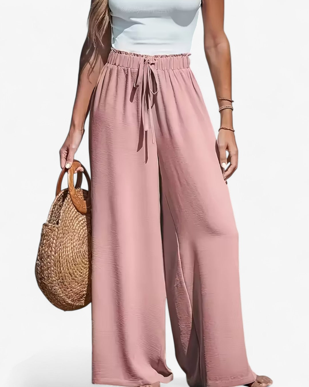 Draped Wide-Leg Pants